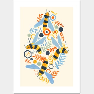 Friendly Gouache Bees Posters and Art